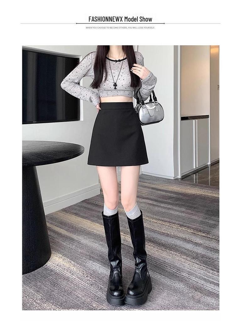 Korean Style Wool Midi Skirt - High Waist, Slimming A-Line Bodycon for Women