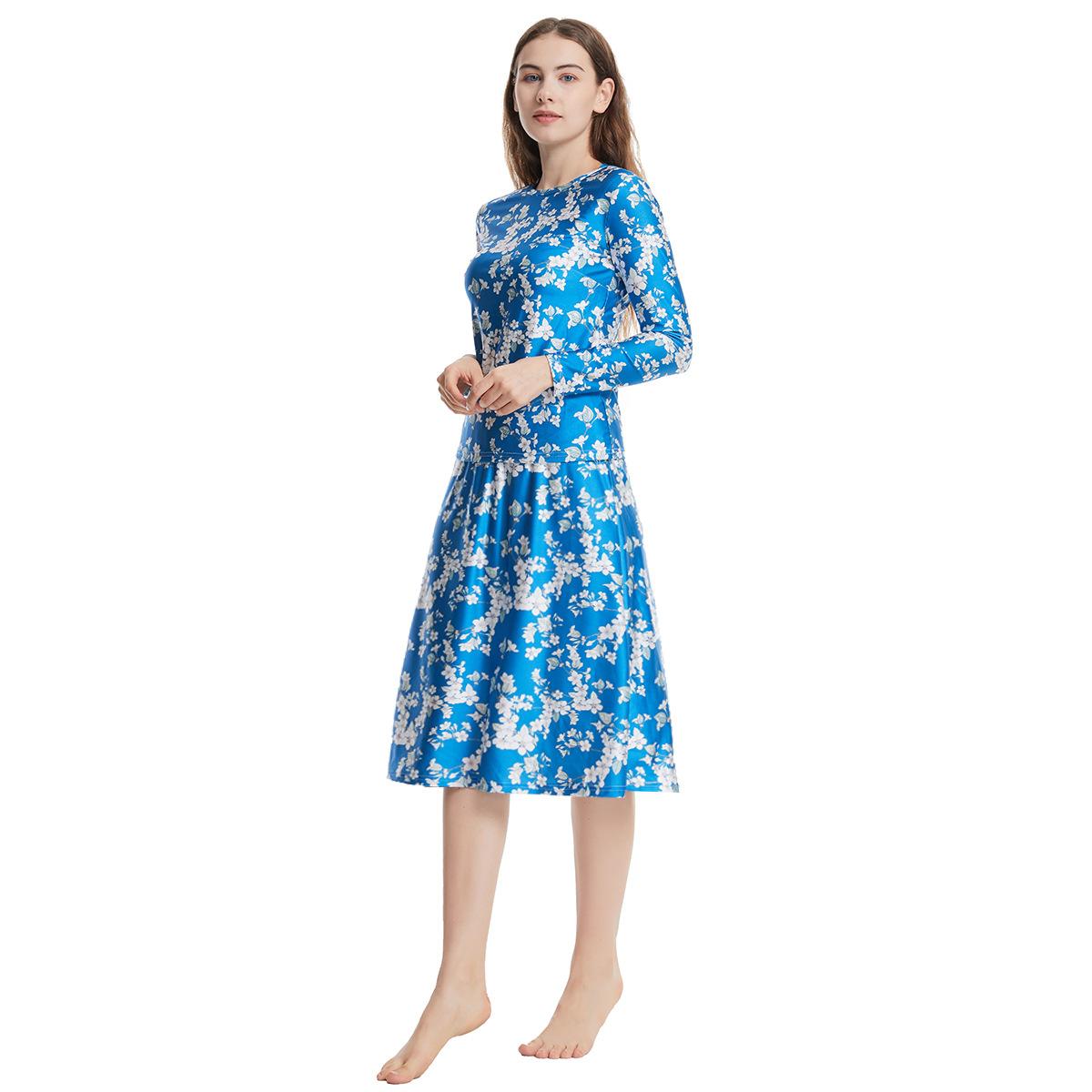 

Женский мусульманский купальный костюм с кепкой и принтом, купальник, пляжная одежда, женский купальник, костюм из 3 предметов, водонепроницаемая одежда для плавания с длинными рукавами XXXL синий