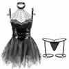Sexy Lingerie Little Devil Cosplay Costumes Spider Dress Patent Leather Waist Women's Demon Halloween Anime Roleplay Witch Skirt