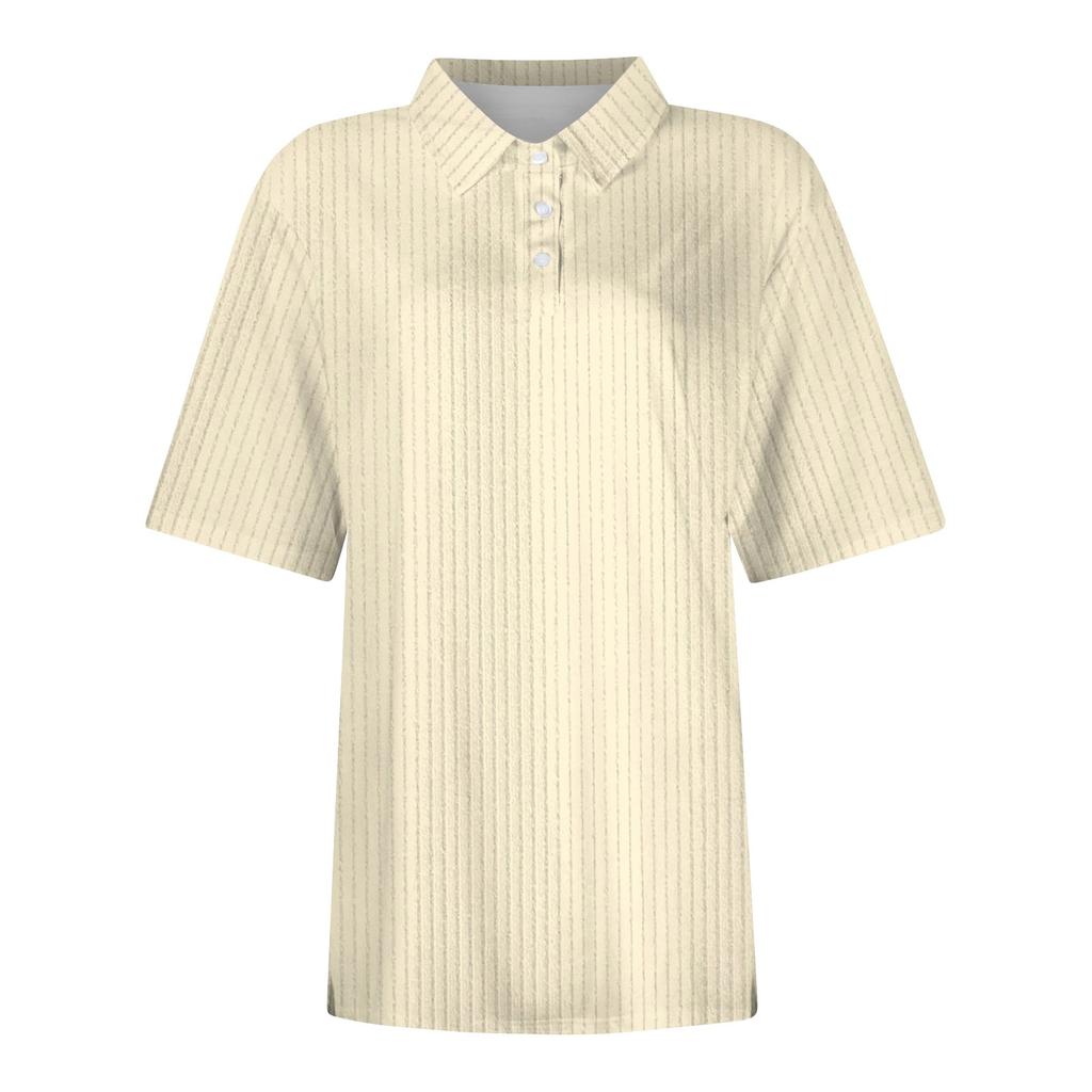 Damenmode Casual Revers Kurzarm Einfarbiges Hemd Damen Button Up Tops