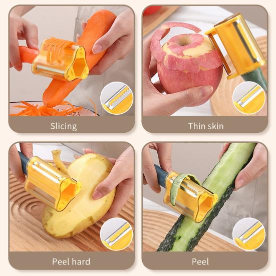 3 in 1 Peeler for Kitchen, Stainless Steel Potato Carrot Apples Peeler, Multifunctional Swivel Vegetable Fruit Cutter with Grater And Slicer