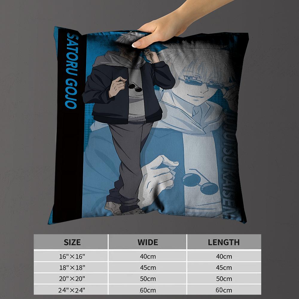 Satoru Gojo Anime Pillow Covers Cartoon Sofa Decorative Home Double-Sided Printing Short Plush Cute Cushion Cover