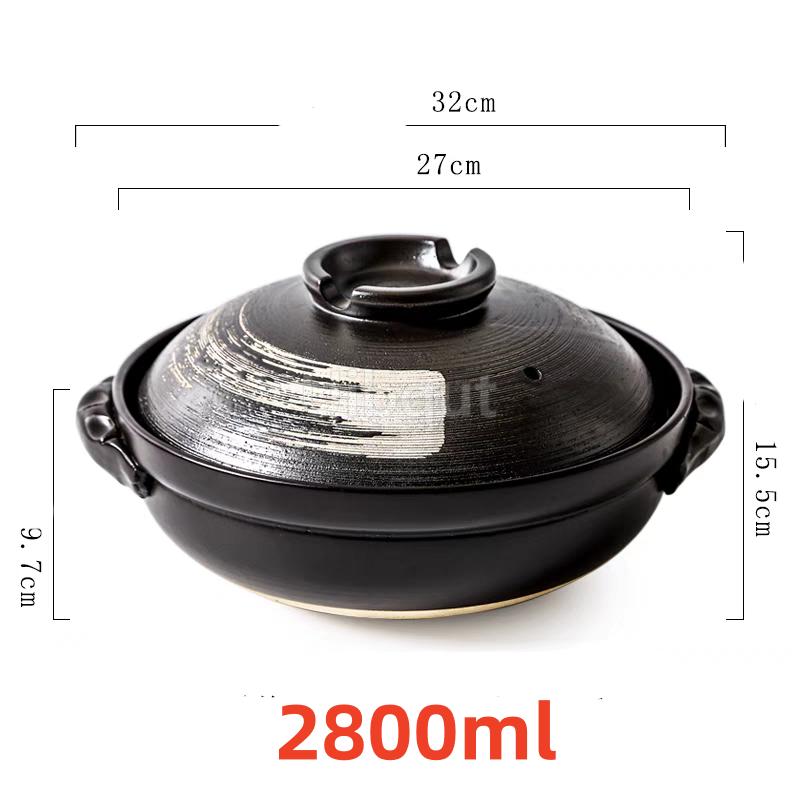 0.9L Ceramic Clay Pot Cooking Casserole soil Japanese Stew Soup Pot With Lid Earthenware Hot Pot Stockpot Dish Pan Cookware