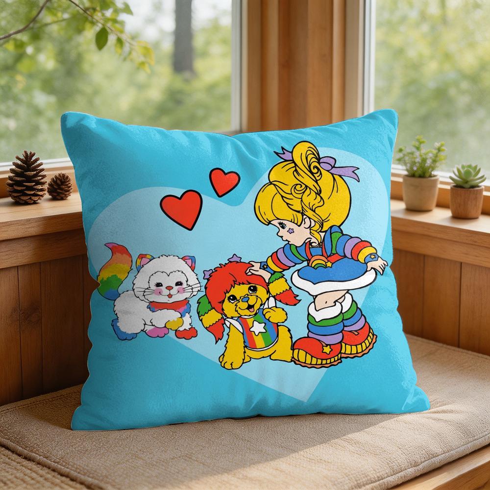 Regenbogen BBrite Niedliche Kissenhülle Quadratisch Kurzer Plüsch Kissenbezug Wohnzimmer Sofa Heimdekoration Funda X