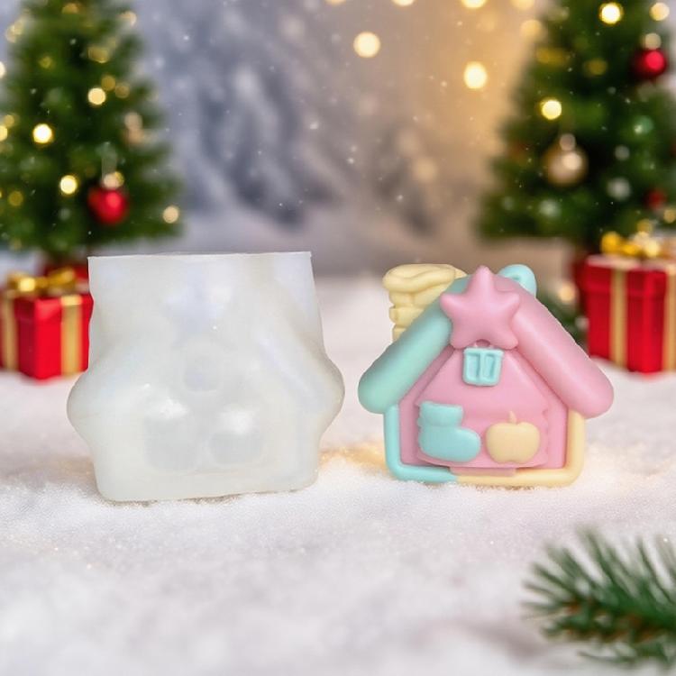 Holiday Candle Silicone Mold Christmas House Silicone Mould Baking Molds For Candle Soap Chocolate Christmas Decoration