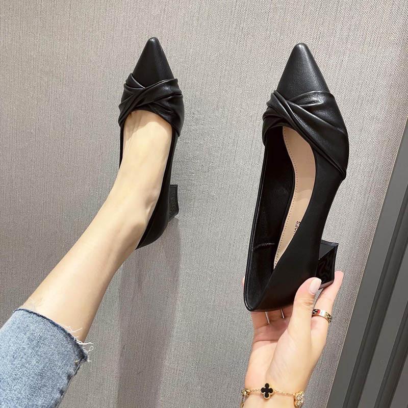 High heels thick heel pointed 2025 spring new wedding shoes Mary Jane shoes 2219-13 commuter style
