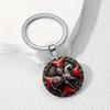 1Pcs Red Cross Pendant Templar Keychain Army Crusade Solomon Freemason Symbol Glass Gem Metal Key Ring Holder Jewelry Gifts