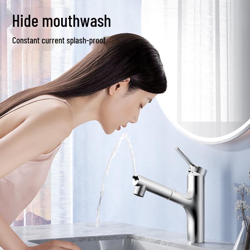 JOMOO Silver Pull-Out Bathroom Basin Faucet