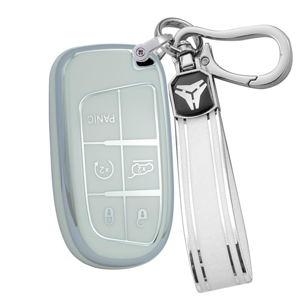 

ontto Jeep Smart Key Case, Key Holder, Key Cover, TPU Material, For Jeep, For білий