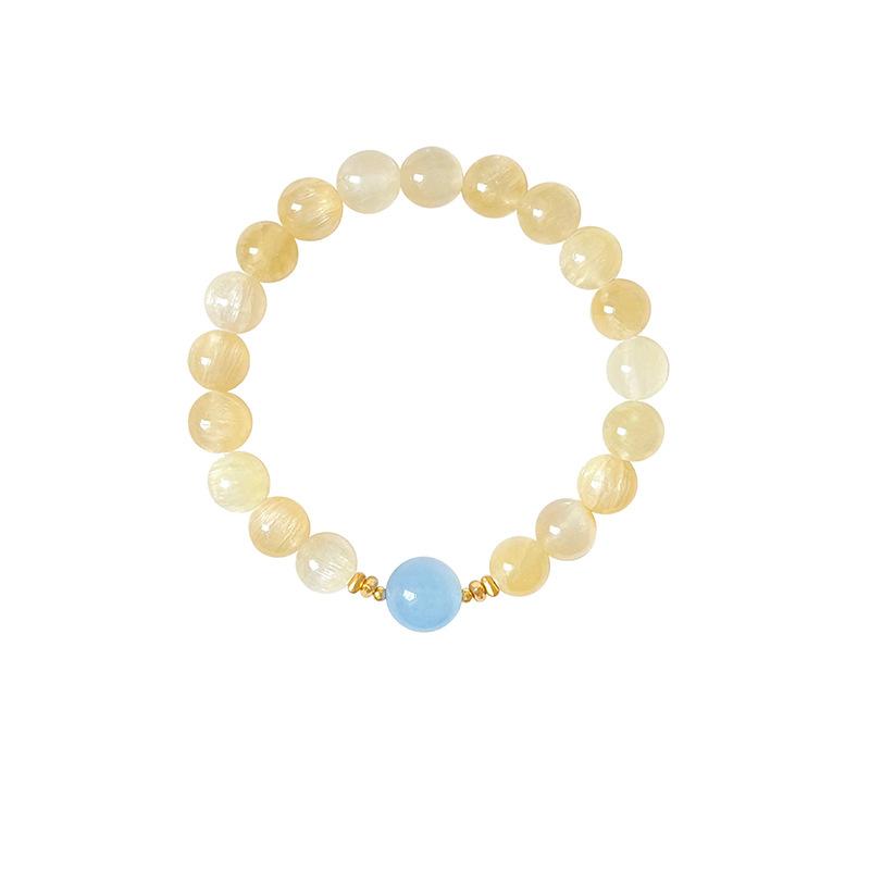 

Браслет из бусин из оптимизированного камня светло-роскошного желтого цвета, модный браслет высокого класса, простой и универсальный персонализированный ювелирный аксессуар.