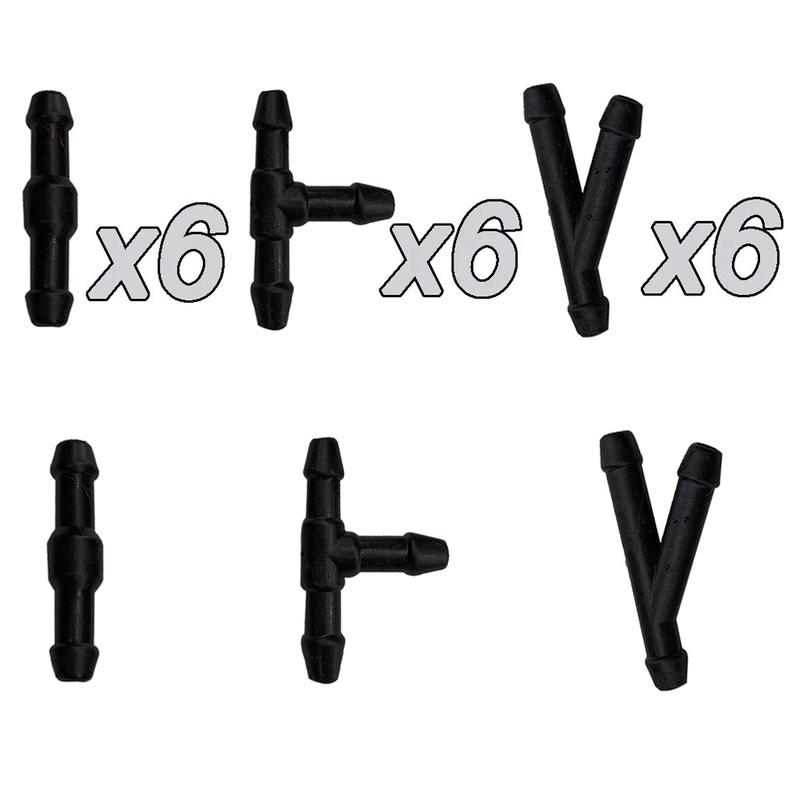 36/18Pcs Universal Joiner Pipe Connector T Piece Straight Tee 3 Way Y Piece Air Fuel Water Petrol Wiper Washer Nozzle Hose Tube