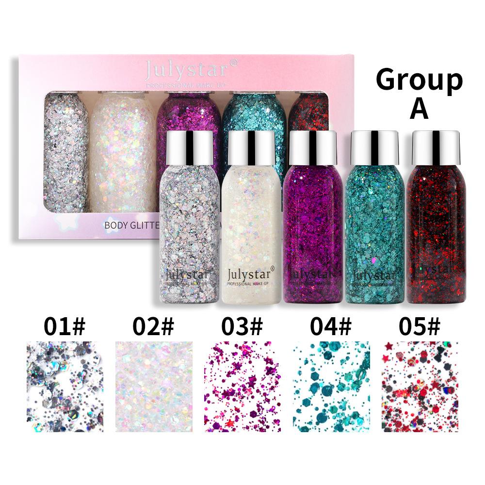 

5PCS Beauty Highlight Liquid Eyeshadow Set Makeup Gel Body Sequin Eyeshadow Set 30ml*5pcs