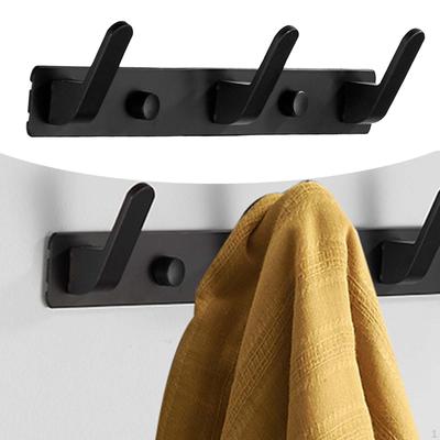 Aluminum Metal Hook Rack Rail Hanger Wall Bathroom Towel Hooks for Jacket Clothes