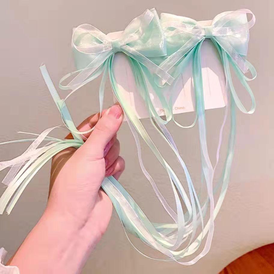 Gradient Silk Yarn Bow Butterfly Hairpin for Kids – Fairytale Style