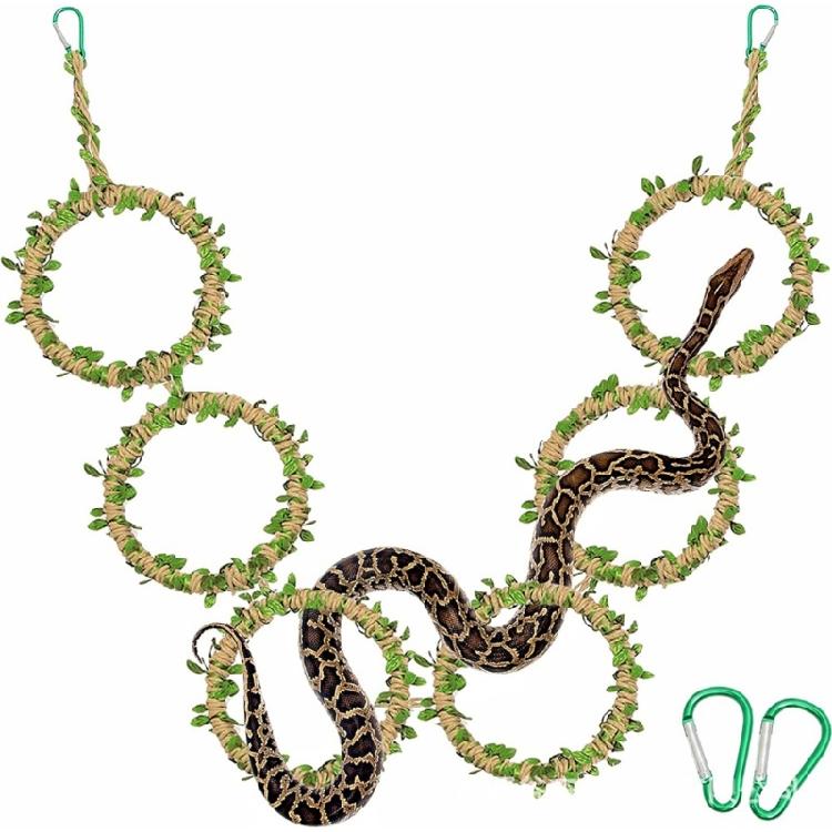 Snake Climbing Rings 38.4In Long Handwoven Twine Rope Pet Climbing Toy For Pet Feeding Box Terrarium Decoration