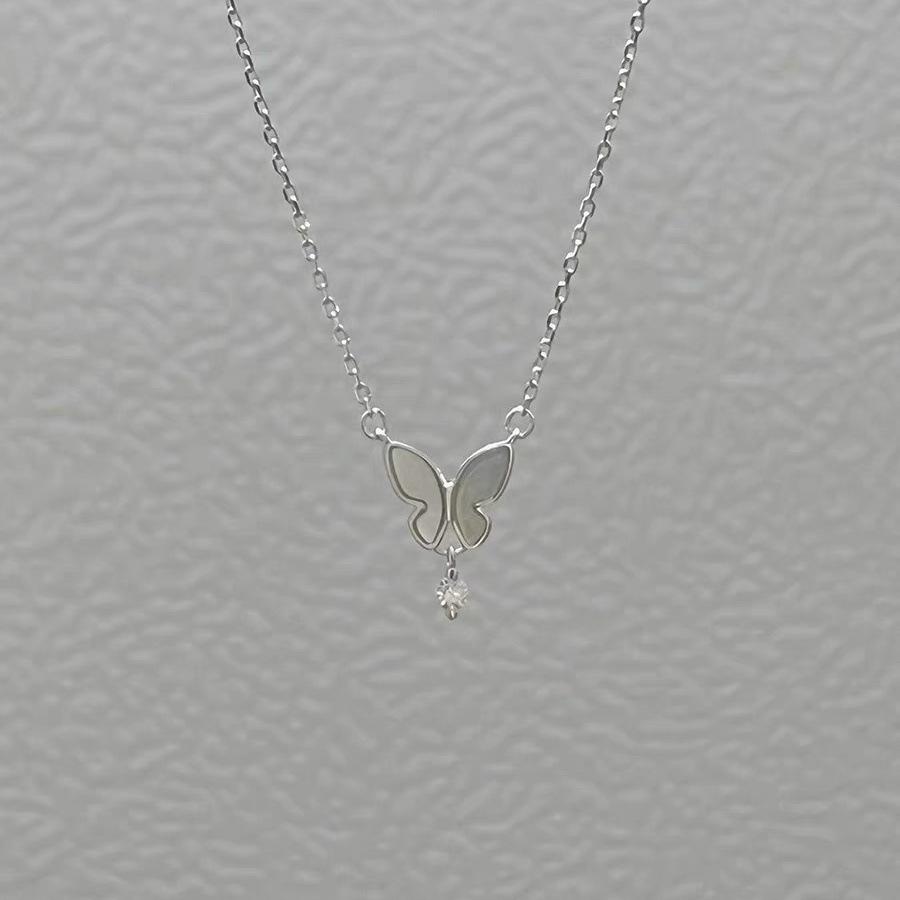 Korean Butterfly Water Drop Necklace for Women - Summer Clavicle Chain with Light Luxury Style