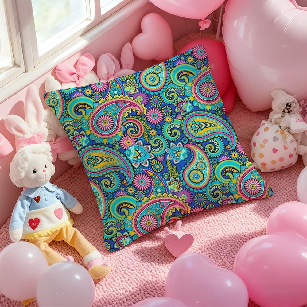 Painted Design P-PaisleyS Cushion Cover Pattern Printed Pillowcase for Living Room Sofa Cushion Cover & Bedroom Decor