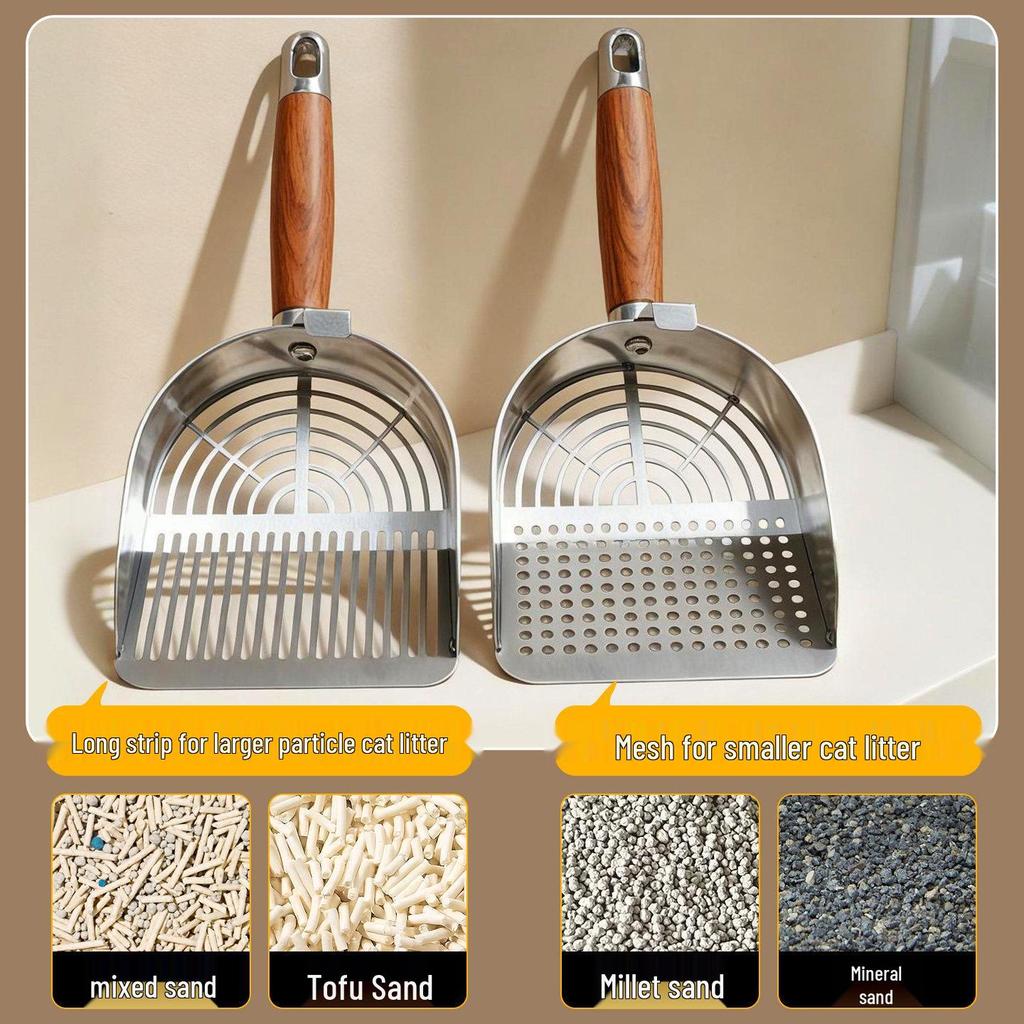 High-Efficiency Stainless Steel Cat Litter Scoop for Tofu Litter, Fine Holes, Durable Poop Removal Tool