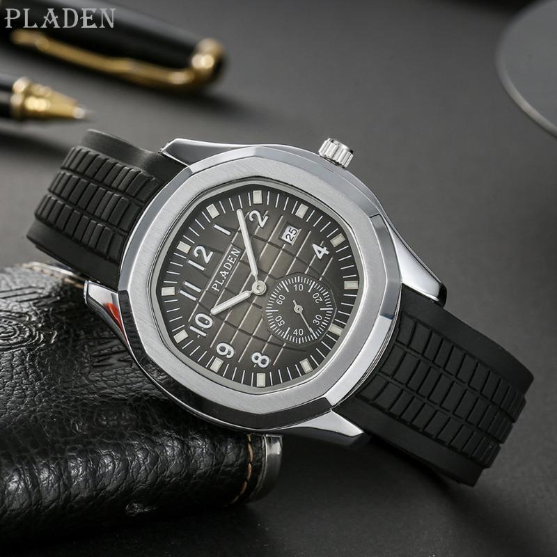 PLADEN watch fashion casual high-end classic hand + rubber men's quartz watch