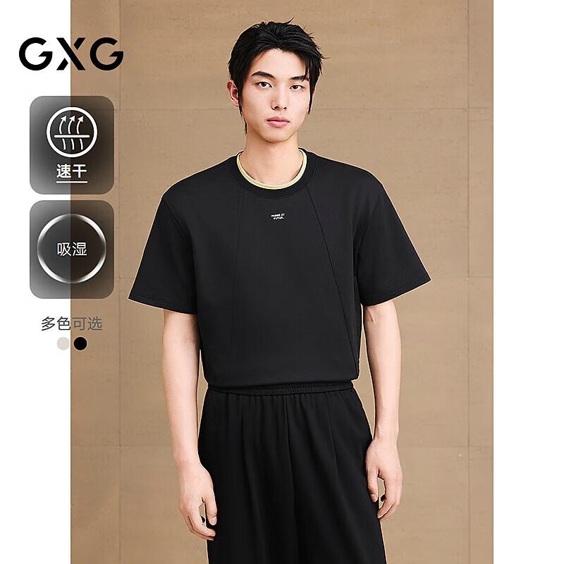 GXG Men s Round Neck Split Line Retro Short Sleeve T-Shirt S