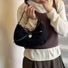 Vintage Bow Candy Color Women Suede Shoulder Bags Simple Lightweight Ladies Crossbody Bag Portable Girls Handbags Purse