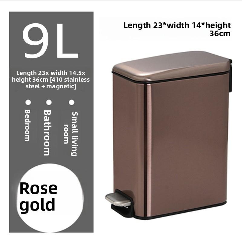 Stainless Steel Trash Can with Lid Narrow Gap Foot Pedal Bathroom Small Rectangle Step Bin