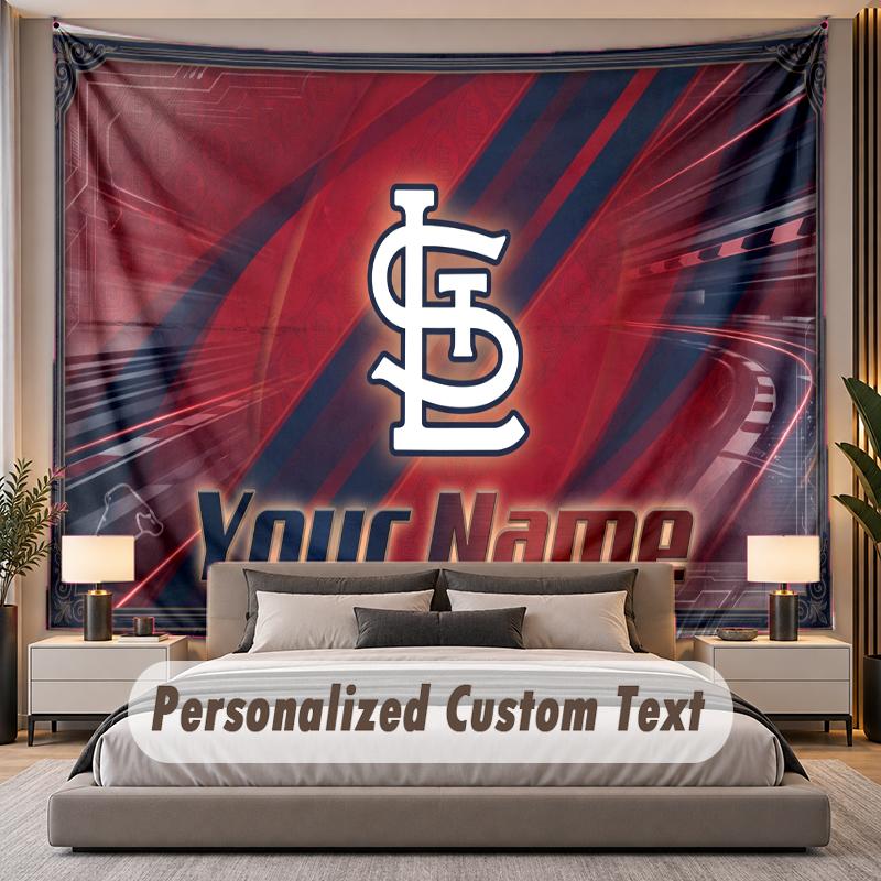 Custom Name Text Tapestry St. Louis Cardinals Personalized Polyester Wall Tapestry For Bedroom And Room