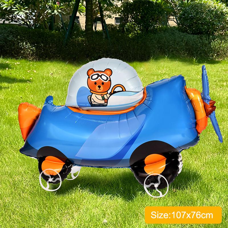 Large Size 4D Dinosaur Dog Cat Standing Foil Balloons Animals Walking Balloon With Wheel For Kids Birthday Party Decoration