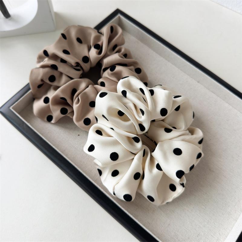 Polka Dot Satin Scrunchie: Japanese Korean Simple Pleated Elastic Hair Tie Accessory