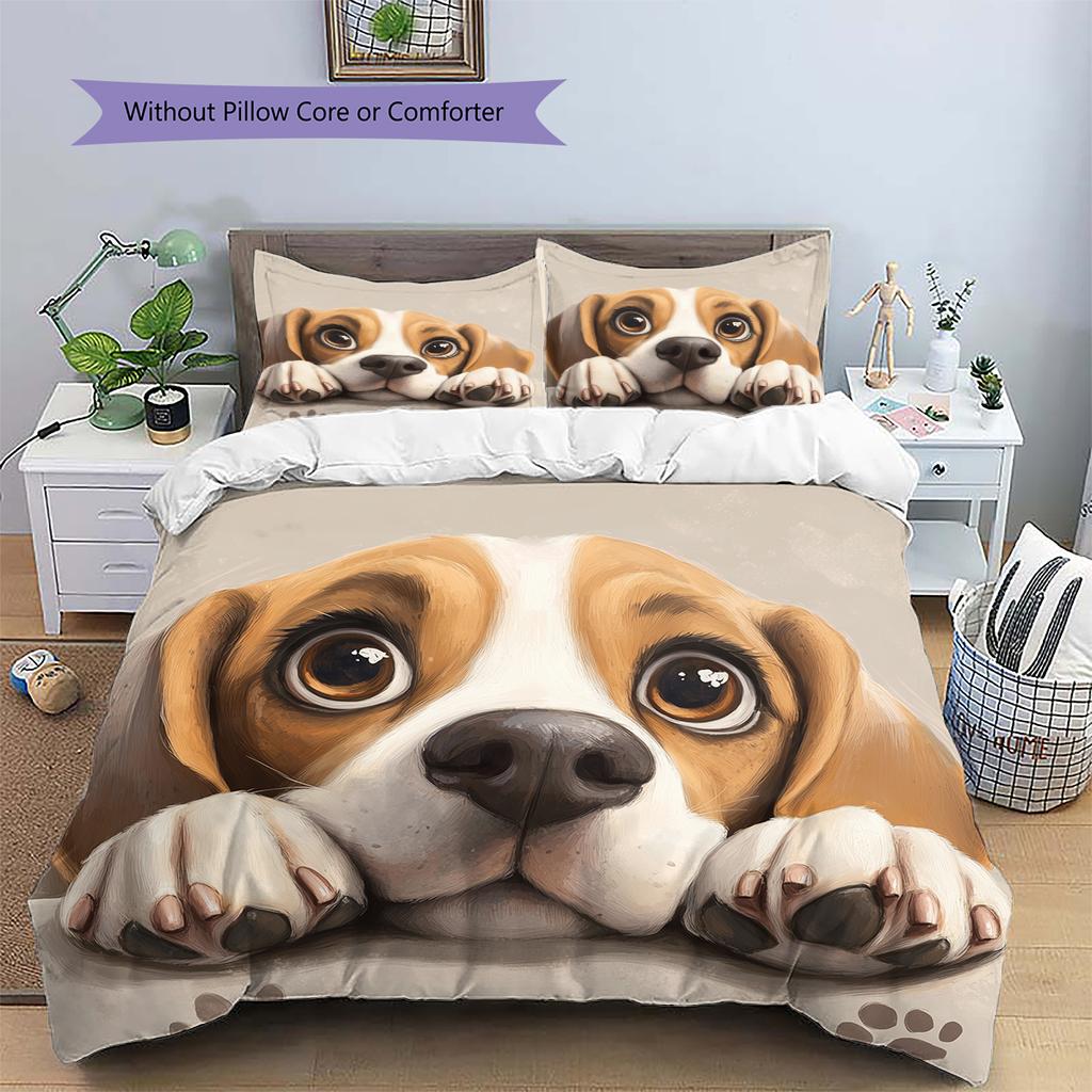 Beagle Pattern Bedding Home Decoration Birthday Gift (1 * Duvet Cover + 2 * Pillowcase, Without Core)