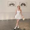 Elegant White Summer Suspender Dress - Sexy, Slimming, Puffy Princess Style for Petite Women