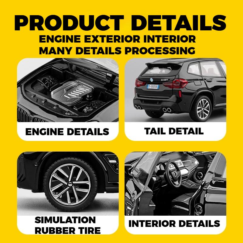 1/32 BMW X3M X3 IM SUV Alloy Metal Diecast Model Car Sound and Light Children's Toy Car High Simulation Ornament Holiday Present
