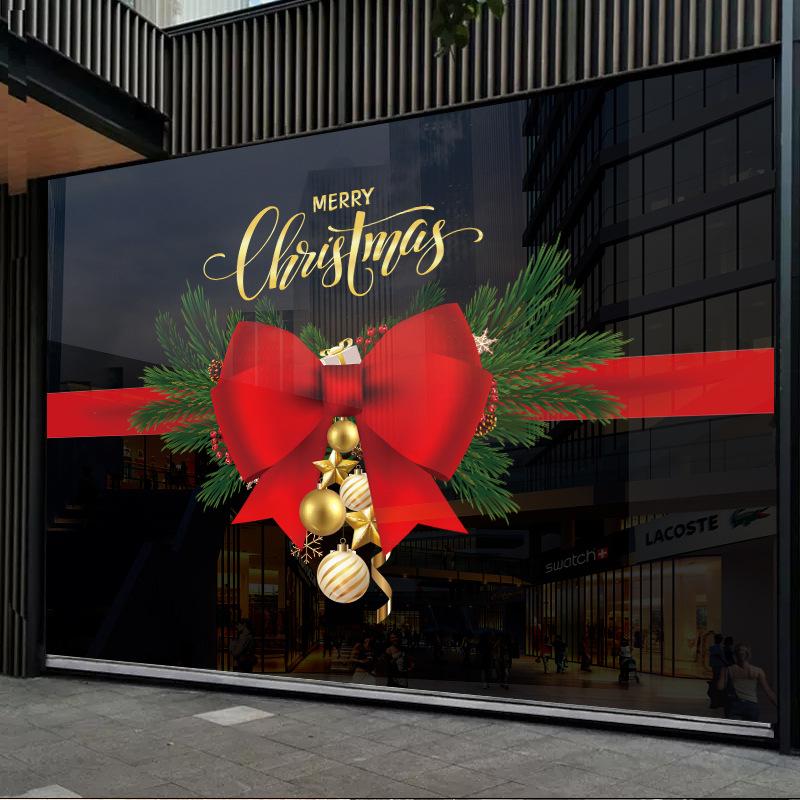 Christmas Window Decoration Atmosphere Decoration Bow Window Display Static Glass Stickers