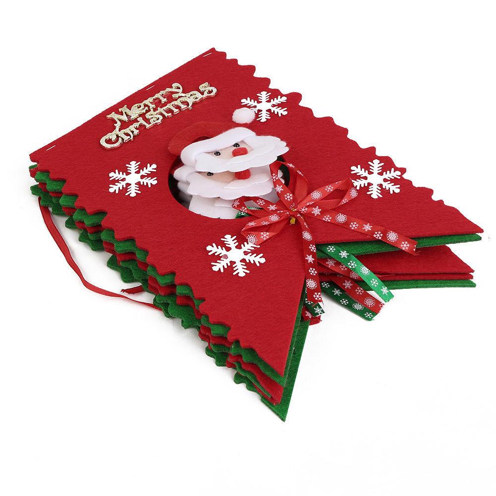 Pattern Santa Claus Hanging Flags Christmas Party Decoration Fashion Banner