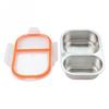 Two Compartment Stainless Steel Food Container Small Snack Box with Secure Lid