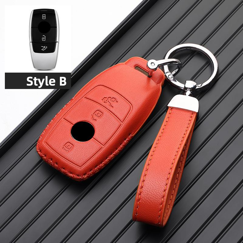 

Leather Car Key Case Remote Cover Shell Bag Holder Fob For Mercedes Benz A B C E S Class S400L Cla Cls Glc Gle Gls Eqe Eqs