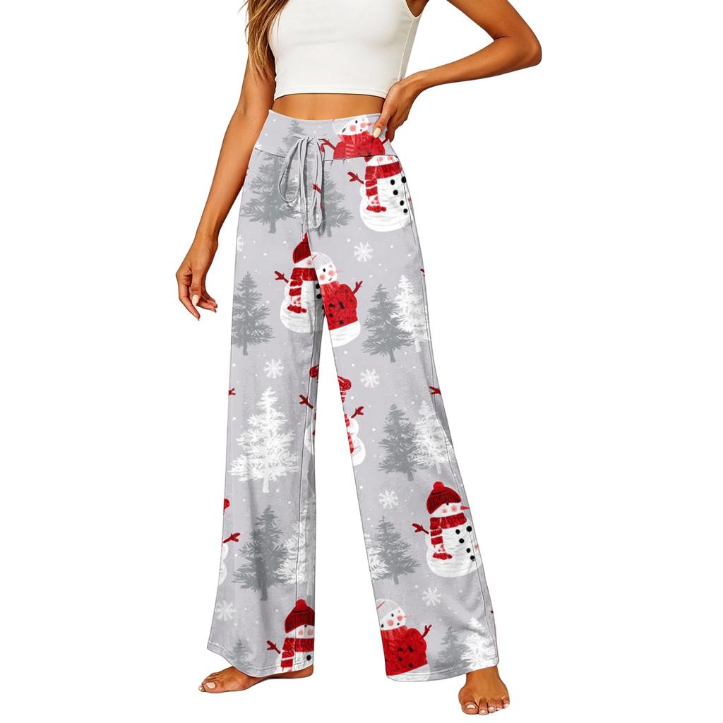 Women's Elastic Waist Casual Straight Leg Pants with Pockets for Everyday Wear