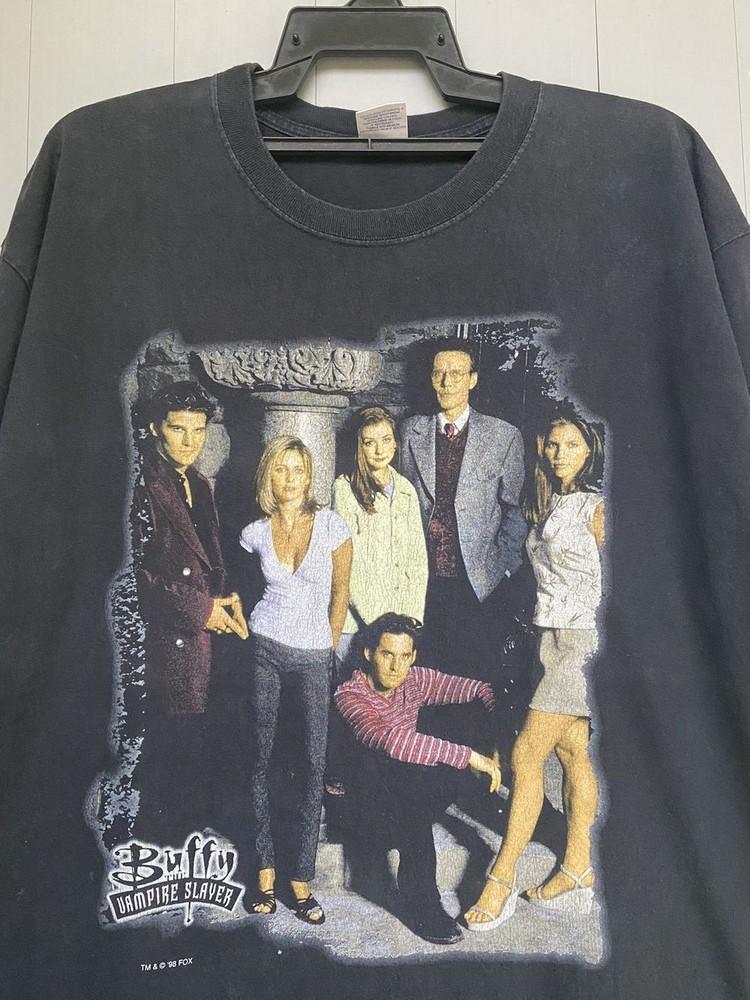 Vtg 90s Buffy The Vampire Slayer Full Character Black Unisex T shirt KH14896 M