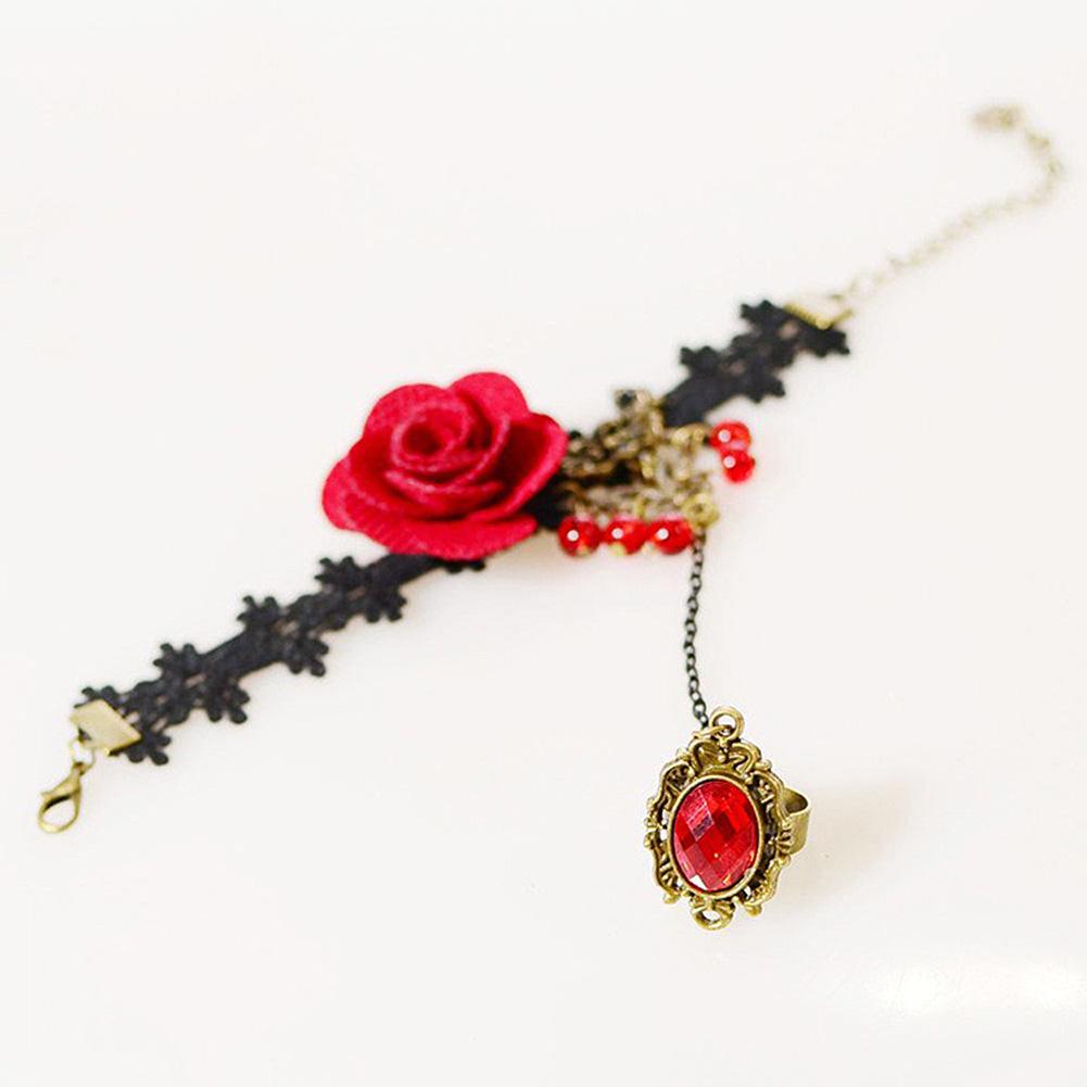 Lady Fashion Rose Flower Lace Bracelets Adjustable Wristband Ornament Gift