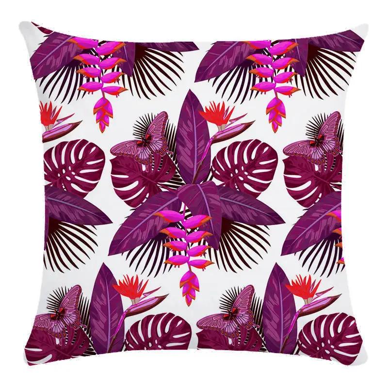 Green Leaf Flower Pillowcase Parrot Pattern Interior Home Pillow Suite Bedroom Sofa Bed Chair