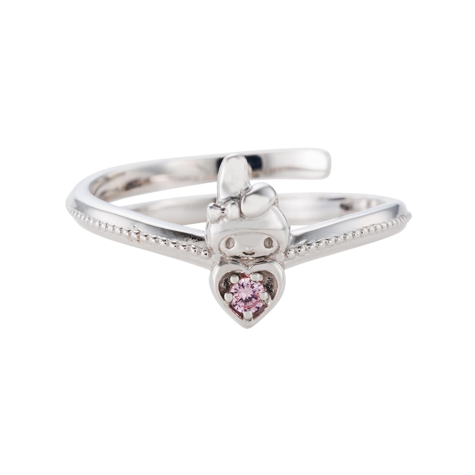 

Кільце My Melody Безрозмірне кільце, сумісне з розмірами від 7 до 19 Персонажі Sanrio Срібло 925 Кубічний цирконій Мілгрейн Срібна річниця Подарунок на день народження [Білий] срібний