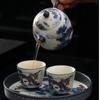 180ml Blue And White Landscape Pattern Retro Glazed Teapot Chinese Ceramic Tea Kettle Tea Ceremony Tea Maker Kung Fu Tea Pot