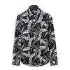 Men's Floral Long-Sleeve Dress Shirts Button Down Breathable Casual Vintage Printed Shirts Wrinkle-Free Solid Oxford Business Shirt for Men