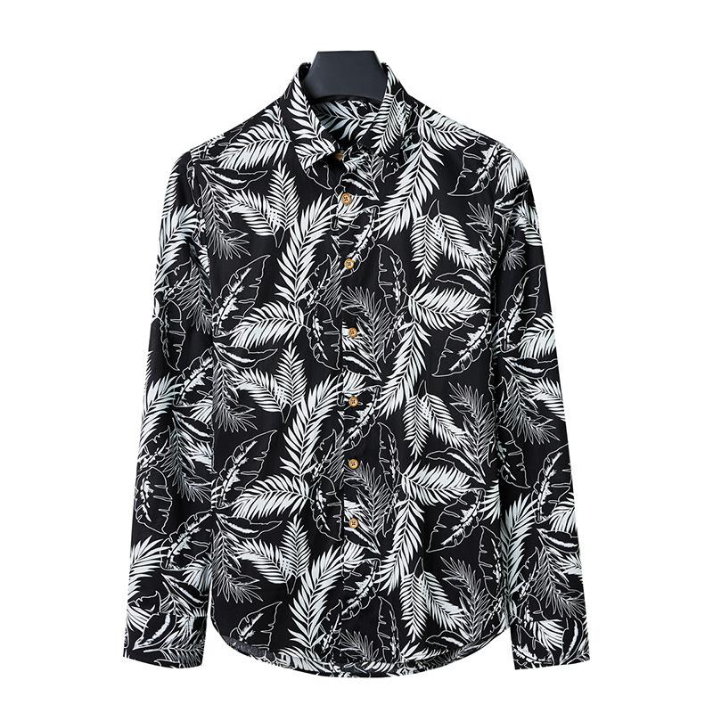 Men's Floral Long-Sleeve Dress Shirts Button Down Breathable Casual Vintage Printed Shirts Wrinkle-Free Solid Oxford Business Shirt for Men