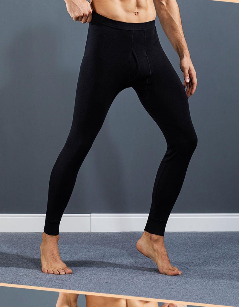 2025 Autumn/Winter Men's Cotton Antibacterial Base Layer Trousers - Mid-Aged Plus Size Warm Pants