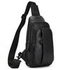 Mans 100% Genuine Leather Sling Bag Men Messenger Bags for Men Black Chest Bags for Phone Casual Sport Shoulder Bag