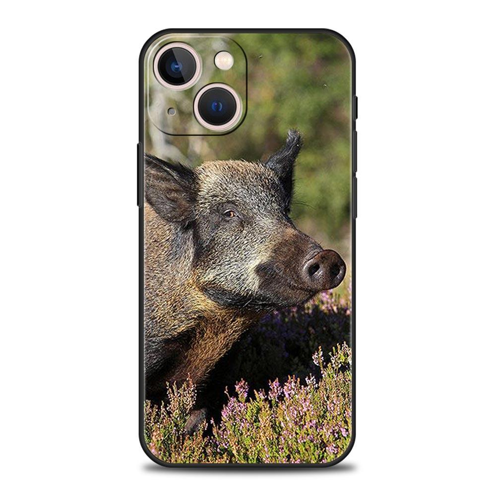 Animal Wild Boar Phone Case For iPhone 16e 15 14 13 12 11 Pro Max XS X XR SE 7 8 Plus Shell iPhone 16 Soft TPU Cover