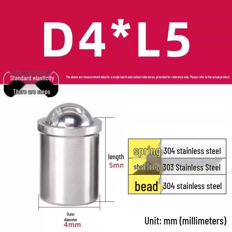 304 Stainless Steel Spring-Loaded Ball Plunger with Limit Screw