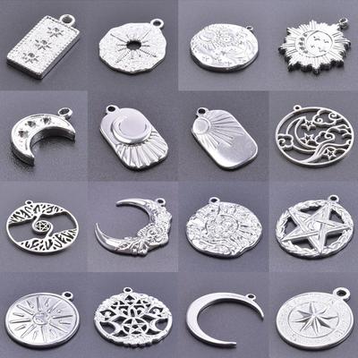 100% Edelstahl Anhänger Für Schmuckherstellung Zubehör Mond Anhänger Stern Sonne Mode Accessoires Rechteckig Rund Anhänger Breloque