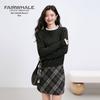 Mark Fairwhale Women's Lace Trim Long Sleeve Knit Top